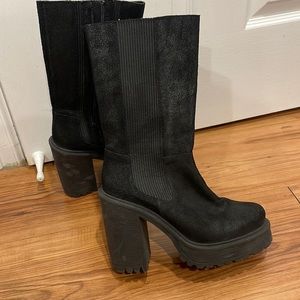Free People mid calf black boot